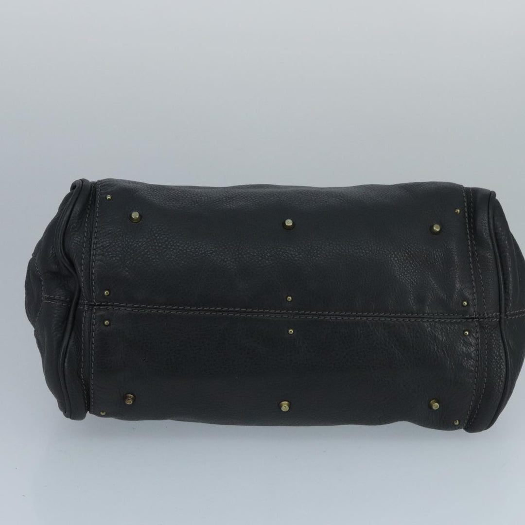 Chloe Paddington Hand Bag Leather Black Gold Silver am7076