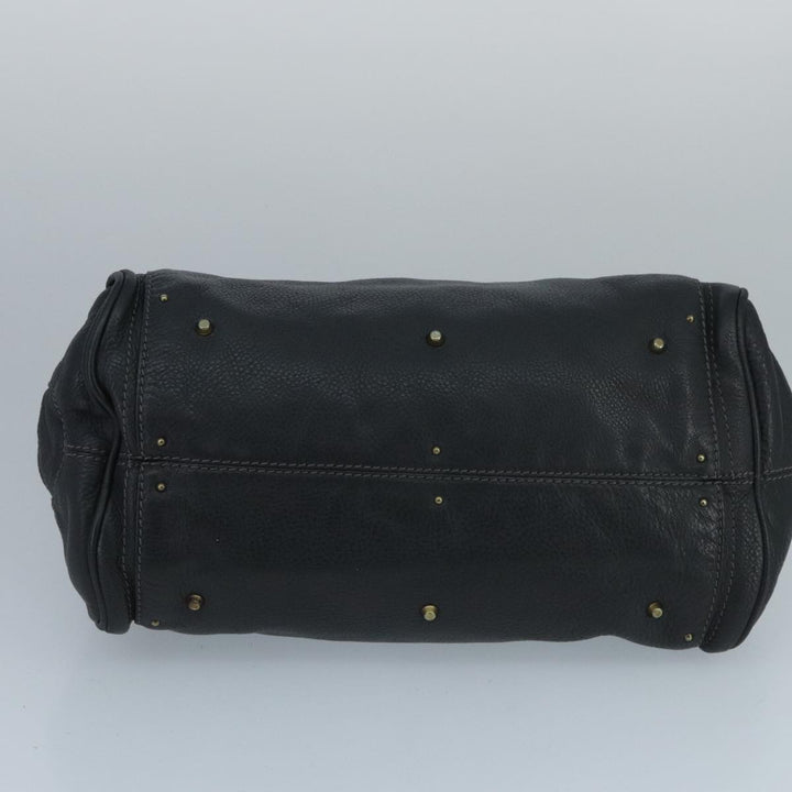 Chloe Paddington Hand Bag Leather Black Gold Silver am7076
