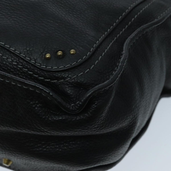 Chloe Paddington Hand Bag Leather Black Gold Silver am7077