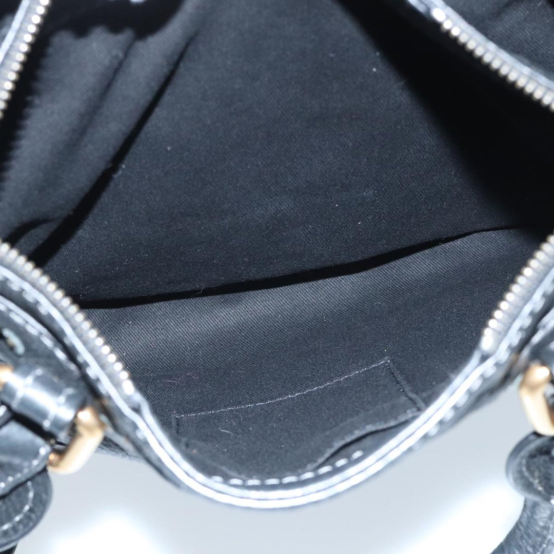 Chloe Paddington Hand Bag Leather Black Gold Silver am7077