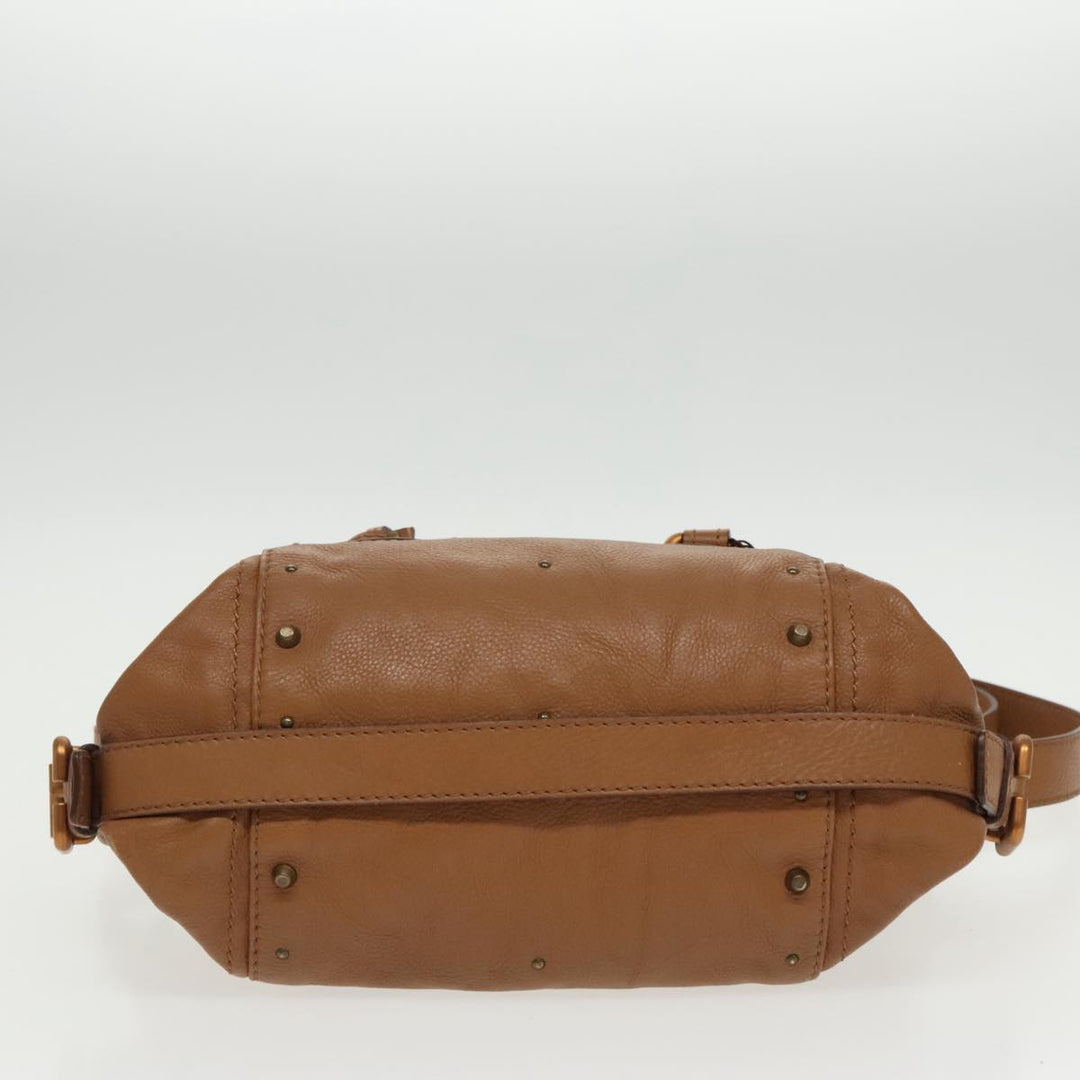 Chloe Paddington Hand Bag Leather 2way Brown Gold Silver am7080