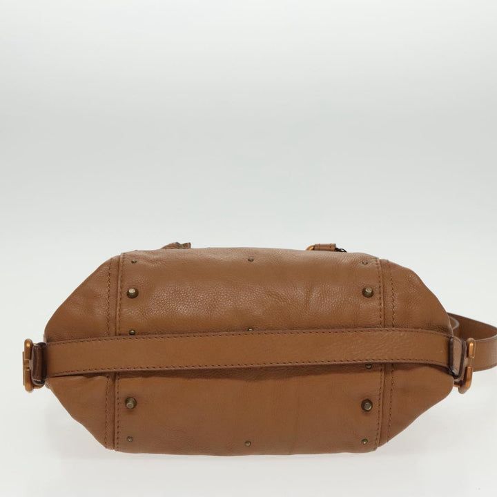 Chloe Paddington Hand Bag Leather 2way Brown Gold Silver am7080