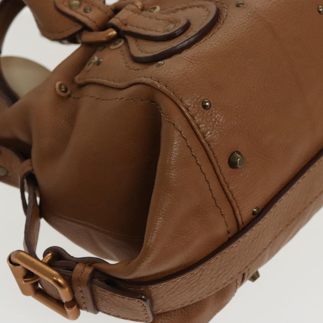 Chloe Paddington Hand Bag Leather 2way Brown Gold Silver am7080