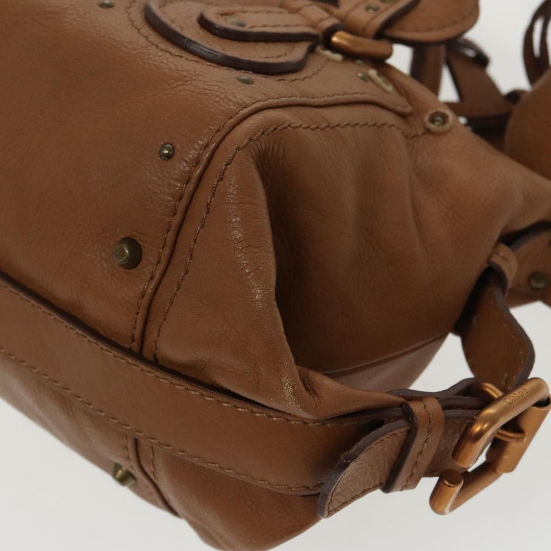 Chloe Paddington Hand Bag Leather 2way Brown Gold Silver am7080