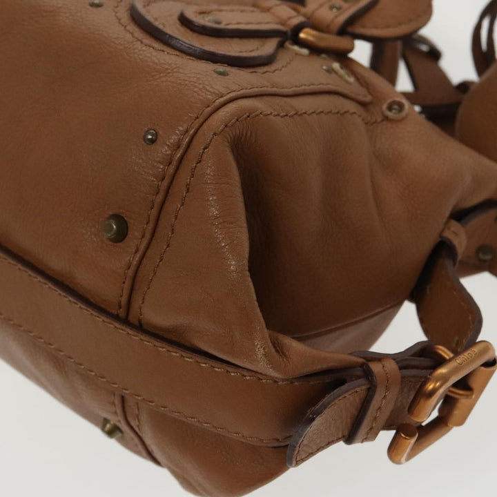 Chloe Paddington Hand Bag Leather 2way Brown Gold Silver am7080