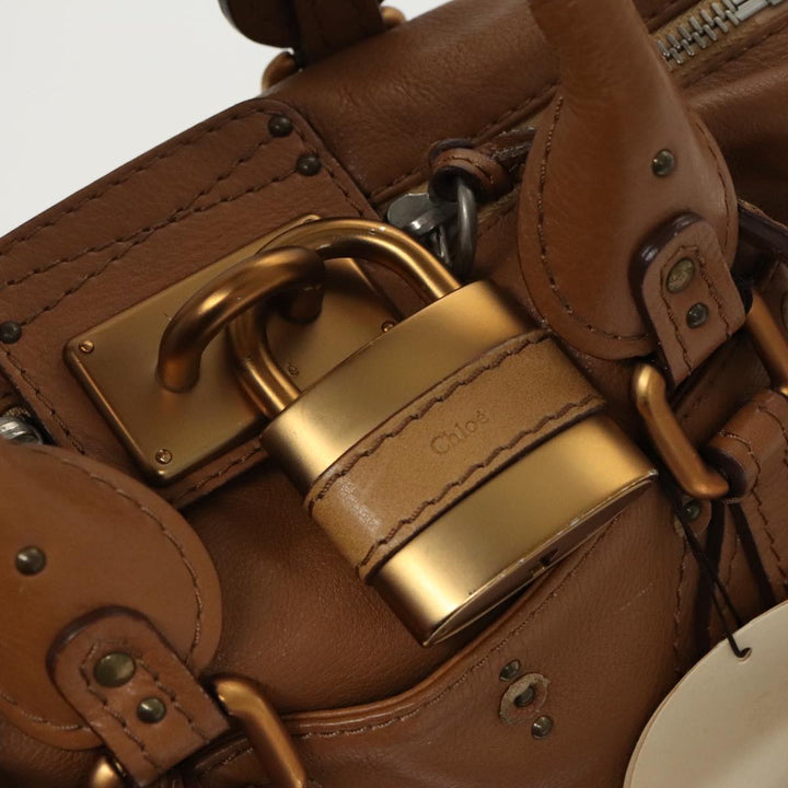 Chloe Paddington Hand Bag Leather 2way Brown Gold Silver am7080