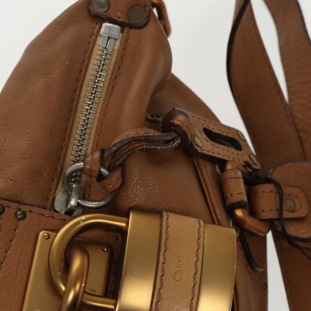 Chloe Paddington Hand Bag Leather 2way Brown Gold Silver am7080