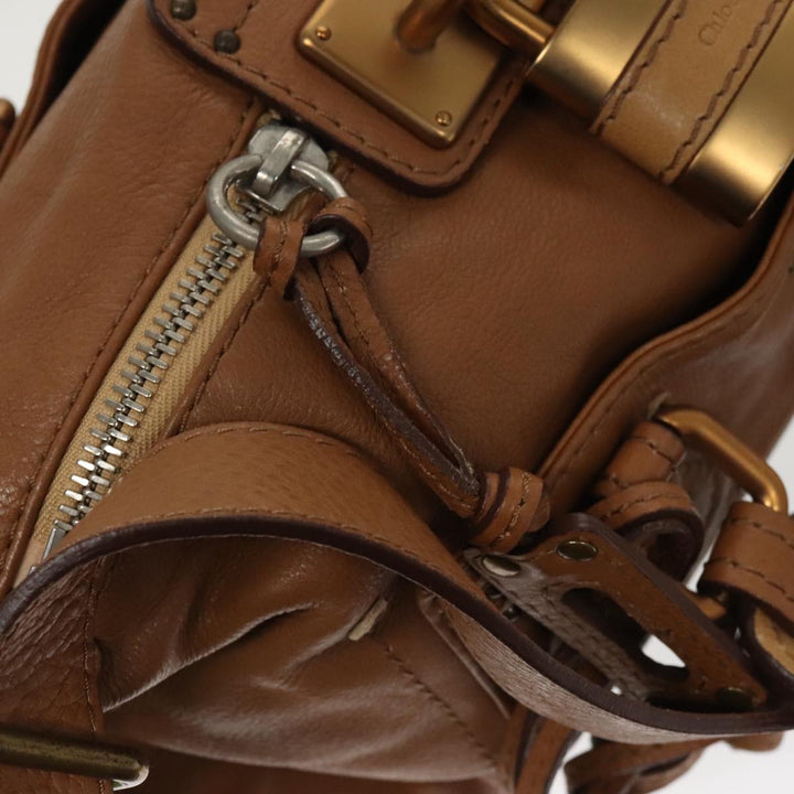 Chloe Paddington Hand Bag Leather 2way Brown Gold Silver am7080