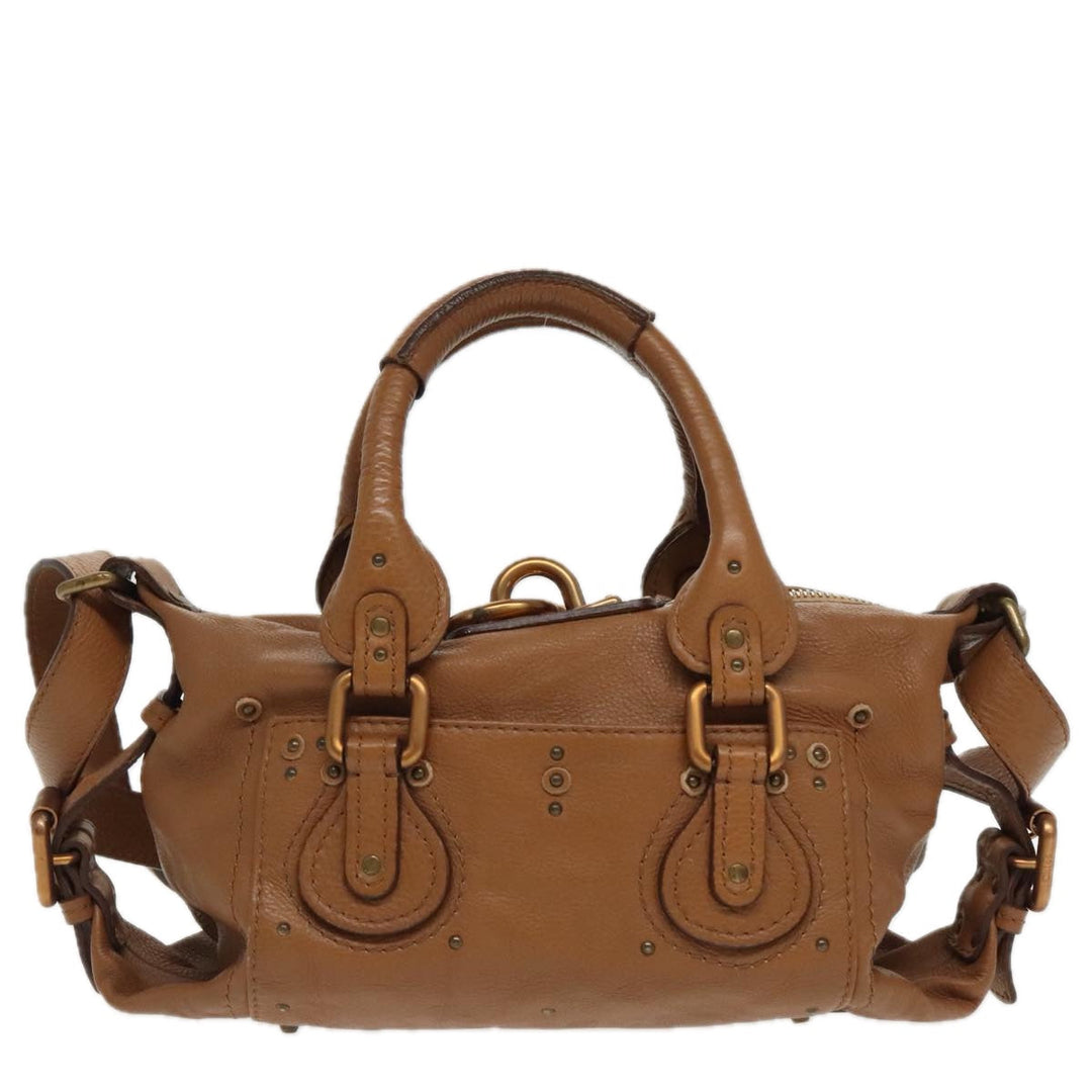 Chloe Paddington Hand Bag Leather 2way Brown Gold Silver am7080