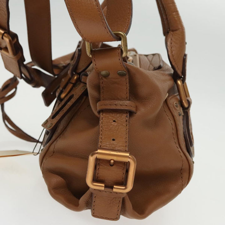 Chloe Paddington Hand Bag Leather 2way Brown Gold Silver am7080