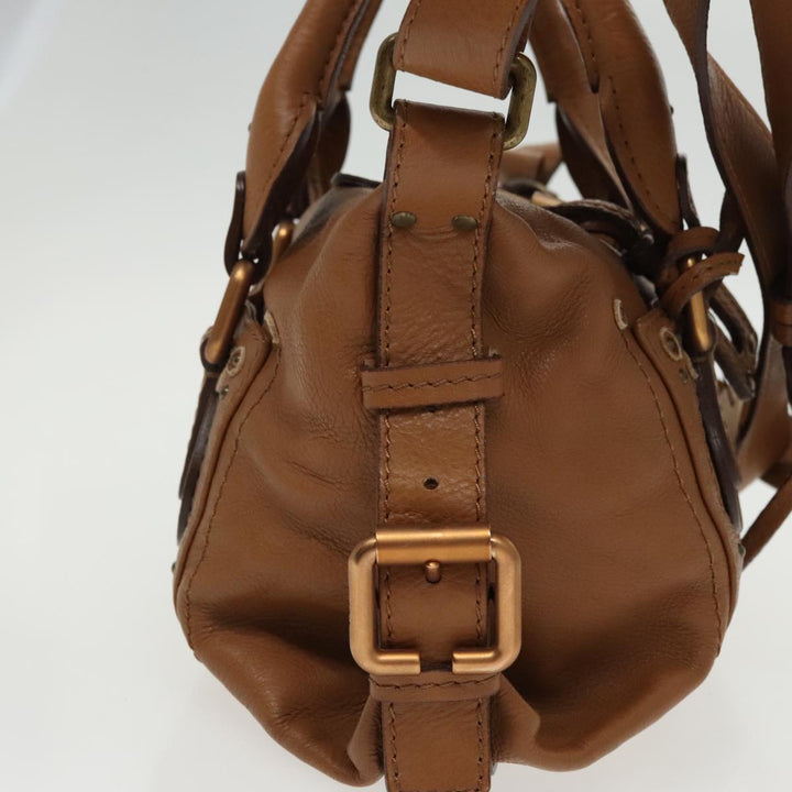 Chloe Paddington Hand Bag Leather 2way Brown Gold Silver am7080