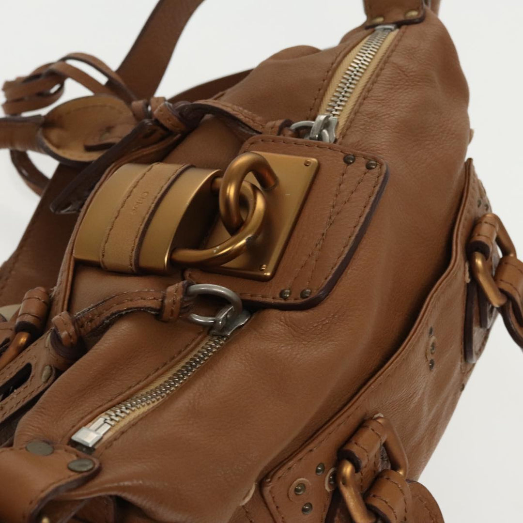Chloe Paddington Hand Bag Leather 2way Brown Gold Silver am7080