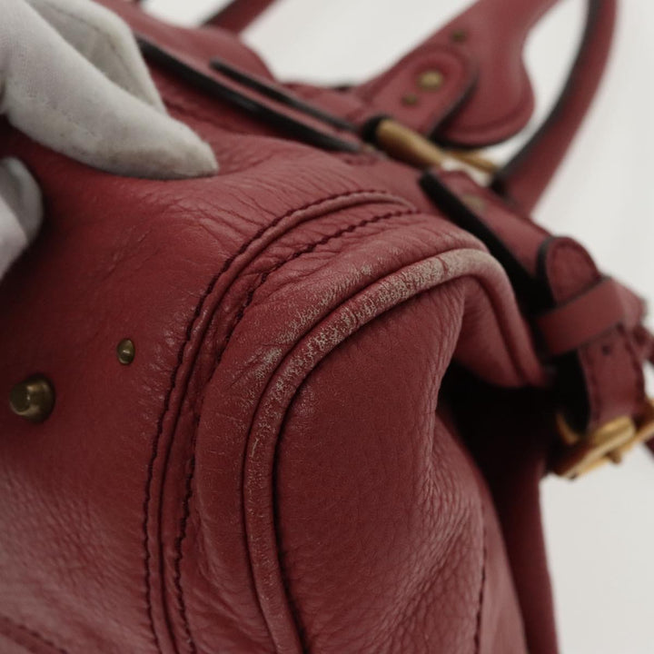 Chloe Paddington Hand Bag Leather Pink Gold am7082