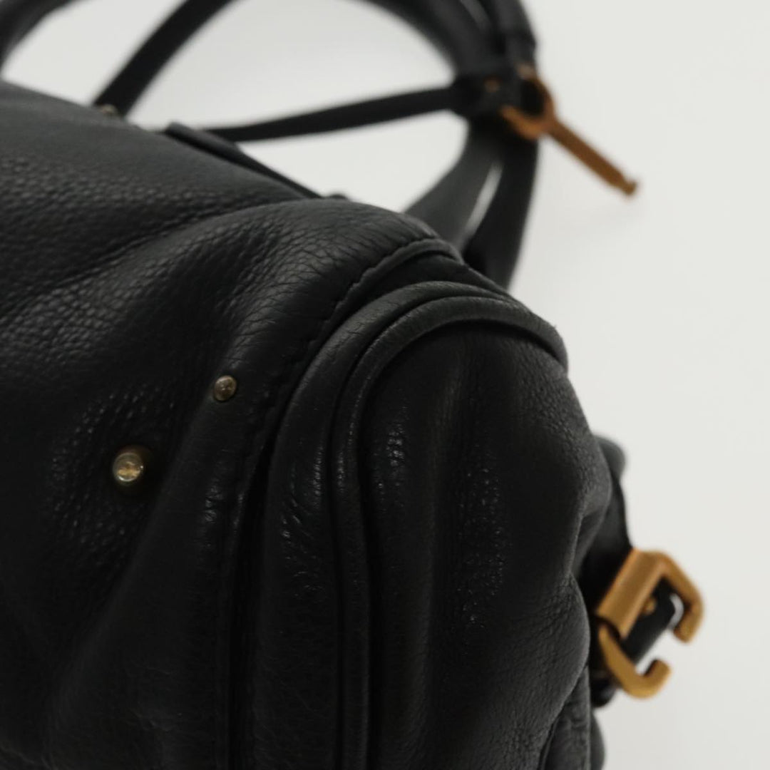 Chloe Paddington Hand Bag Leather Black Gold am7083