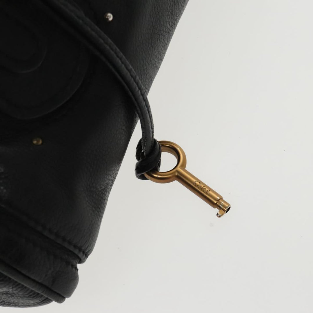 Chloe Paddington Hand Bag Leather Black Gold am7083