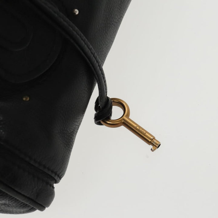 Chloe Paddington Hand Bag Leather Black Gold am7083