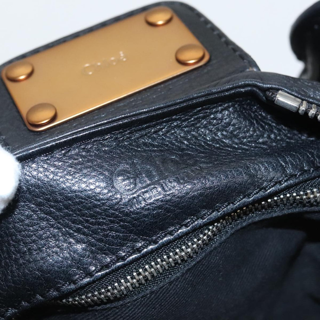 Chloe Paddington Hand Bag Leather Black Gold am7083