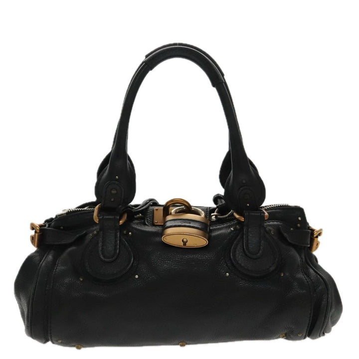 Chloe Paddington Hand Bag Leather Black Gold am7083