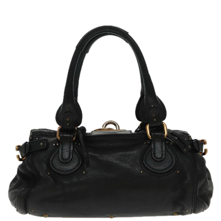 Chloe Paddington Hand Bag Leather Black Gold am7083