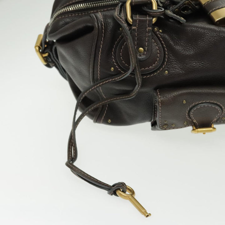 Chloe Paddington Shoulder Bag Leather Brown Gold am7085