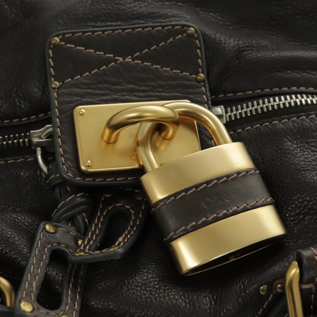 Chloe Paddington Shoulder Bag Leather Brown Gold am7085