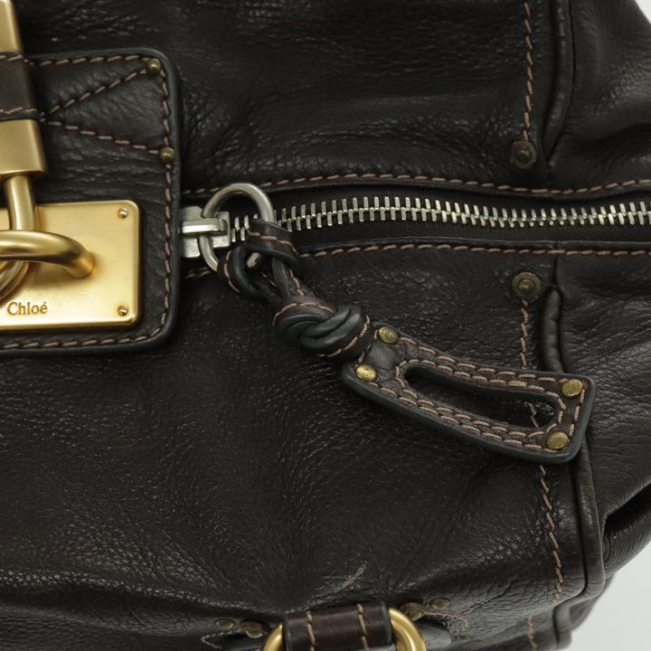 Chloe Paddington Shoulder Bag Leather Brown Gold am7085