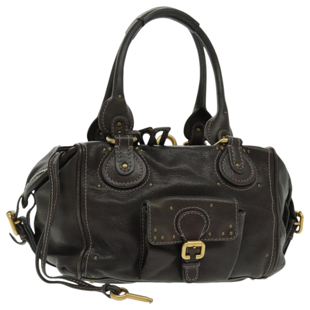 Chloe Paddington Shoulder Bag Leather Brown Gold am7085