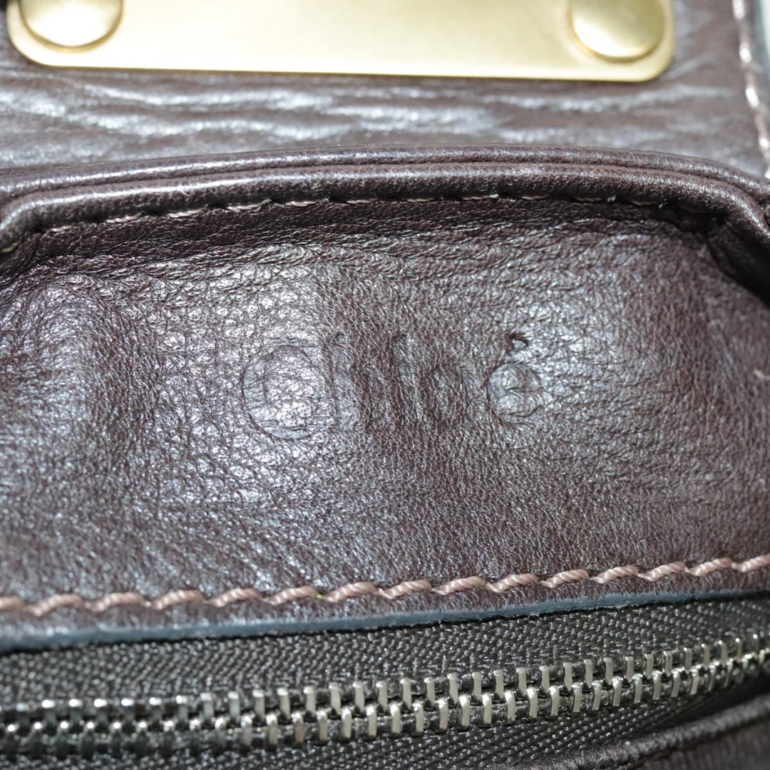 Chloe Paddington Shoulder Bag Leather Brown Gold am7085