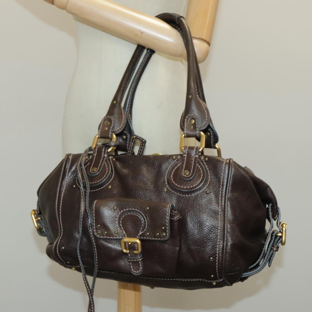 Chloe Paddington Shoulder Bag Leather Brown Gold am7085