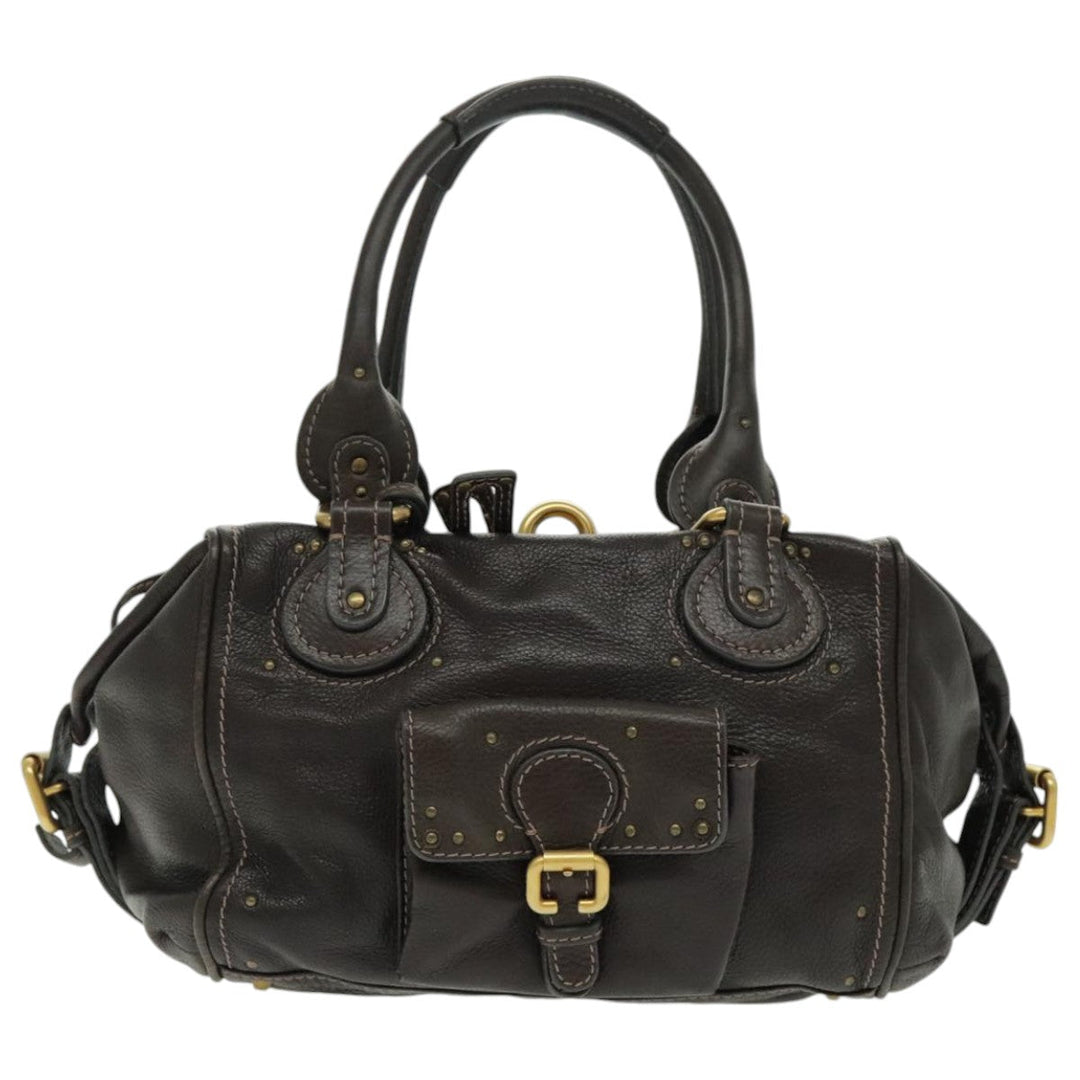 Chloe Paddington Shoulder Bag Leather Brown Gold am7085