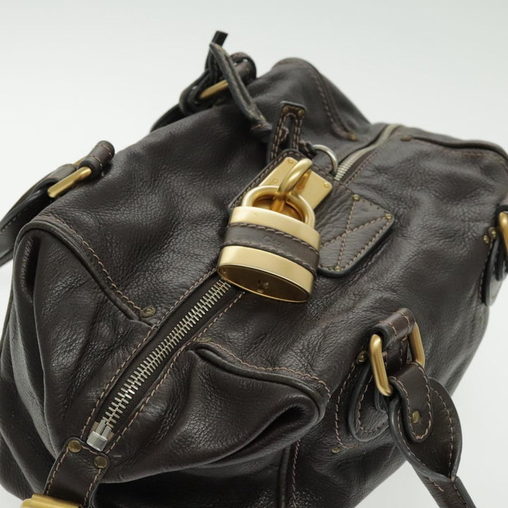 Chloe Paddington Shoulder Bag Leather Brown Gold am7085