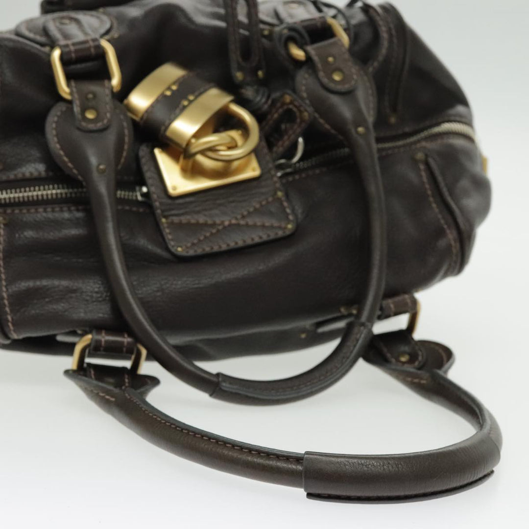 Chloe Paddington Shoulder Bag Leather Brown Gold am7085