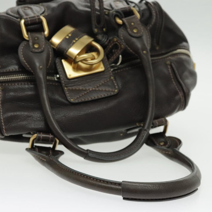 Chloe Paddington Shoulder Bag Leather Brown Gold am7085