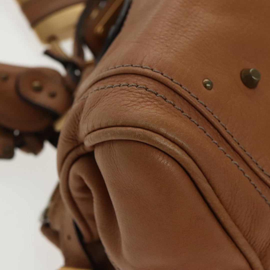 Chloe Paddington Hand Bag Leather Brown Gold Silver am7086