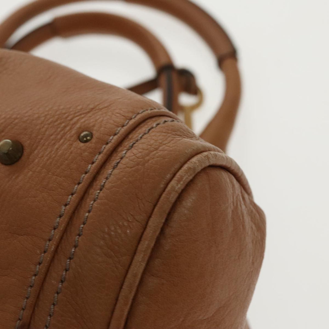 Chloe Paddington Hand Bag Leather Brown Gold Silver am7086
