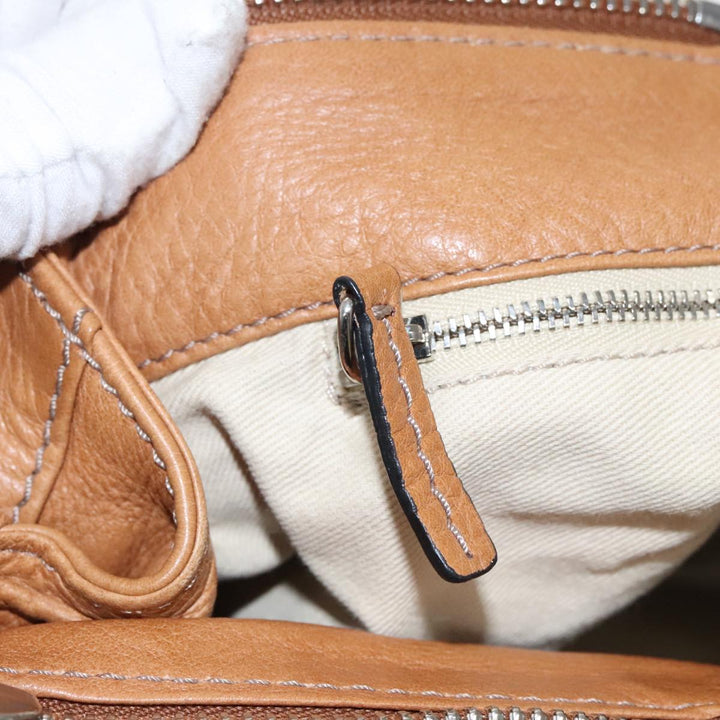 Chloe Paddington Hand Bag Leather Brown Gold Silver am7086