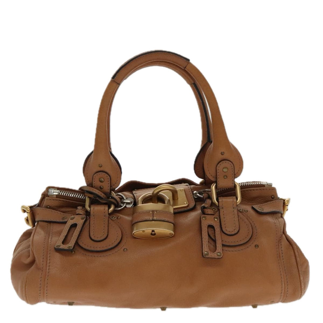 Chloe Paddington Hand Bag Leather Brown Gold Silver am7086