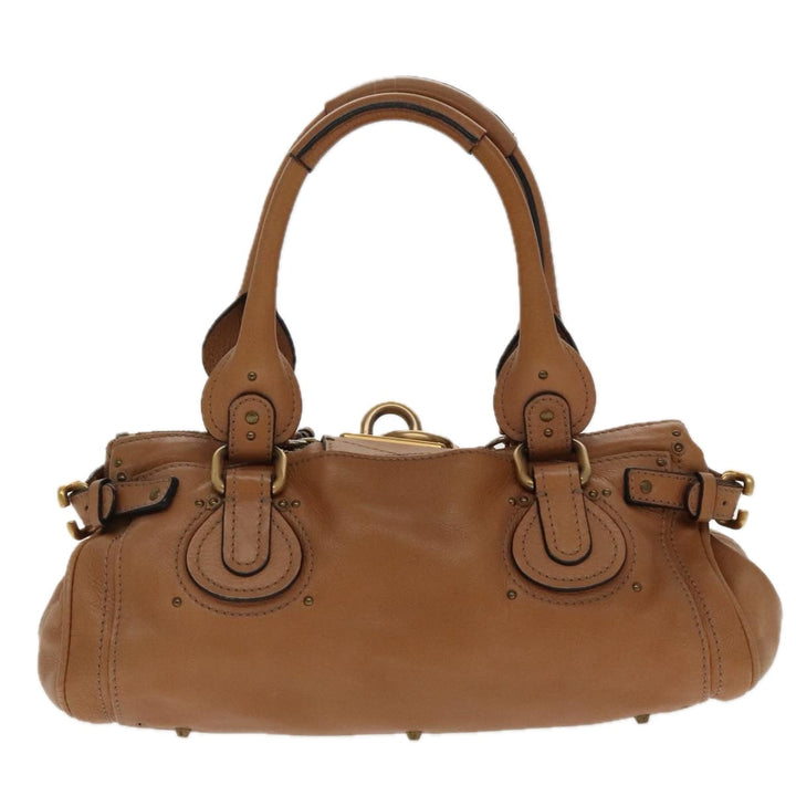 Chloe Paddington Hand Bag Leather Brown Gold Silver am7086