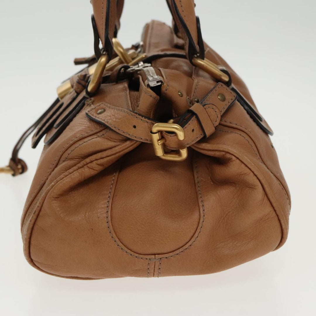 Chloe Paddington Hand Bag Leather Brown Gold Silver am7086