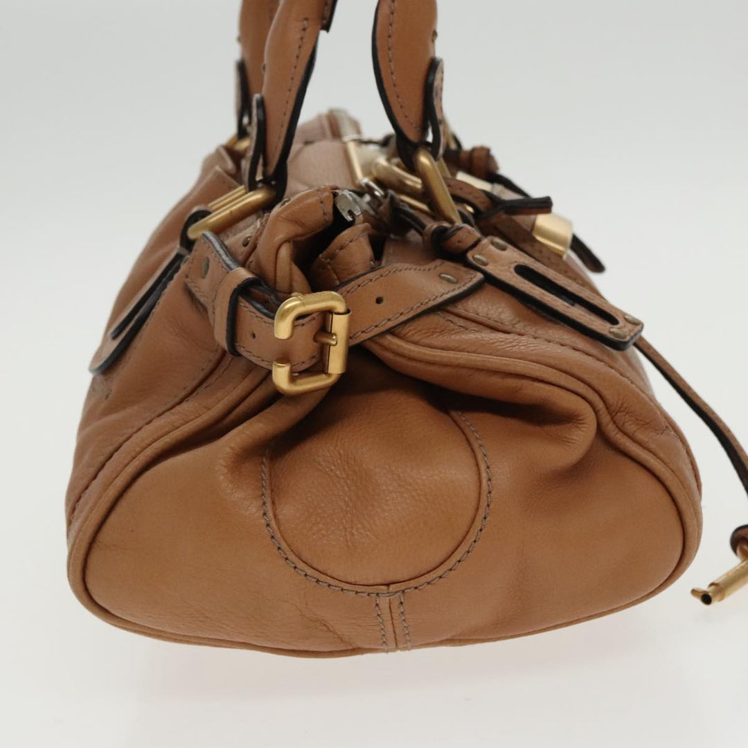 Chloe Paddington Hand Bag Leather Brown Gold Silver am7086