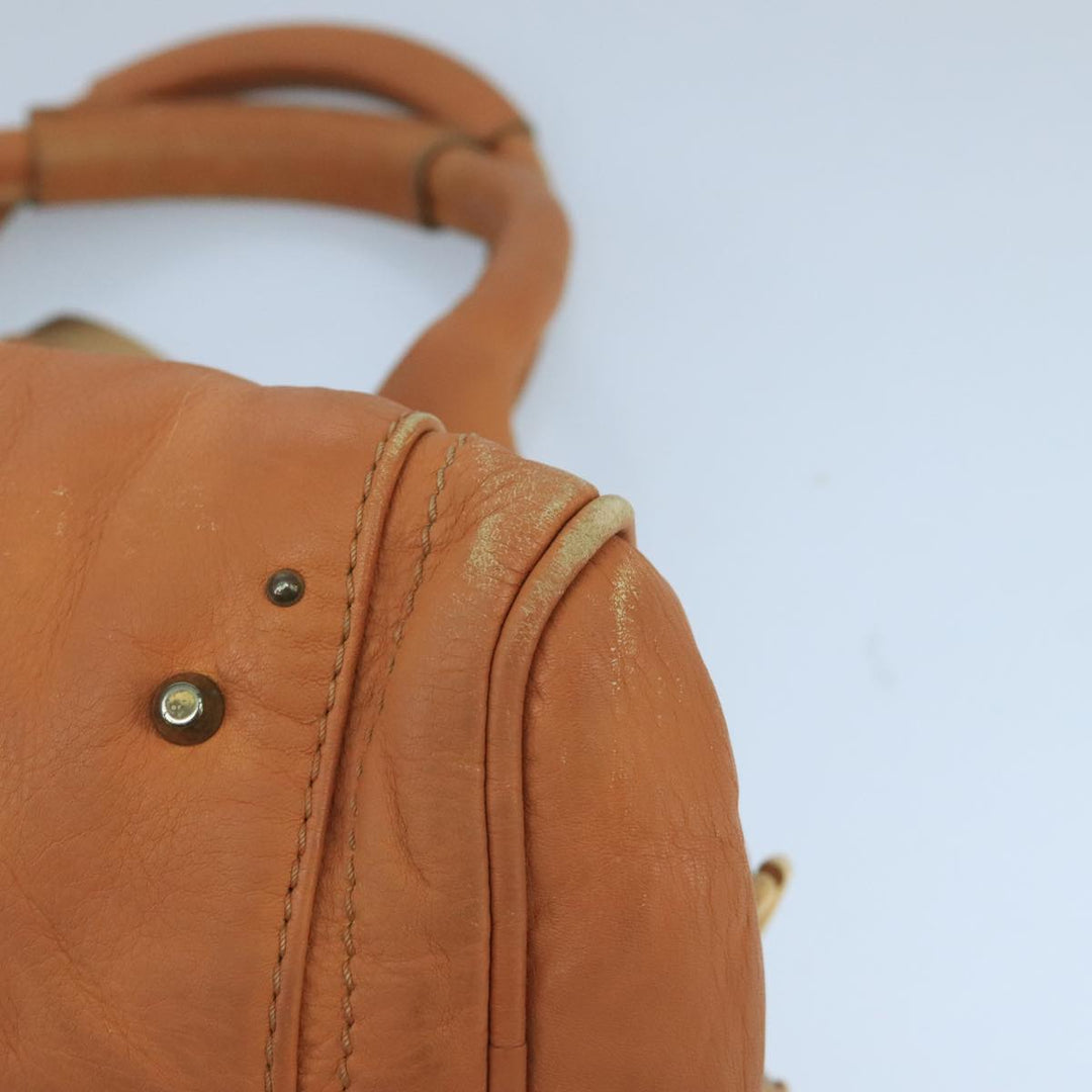 Chloe Paddington Hand Bag Leather Brown Gold Silver am7142