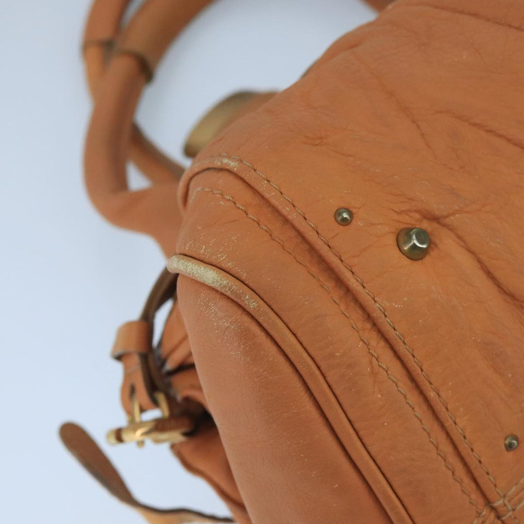 Chloe Paddington Hand Bag Leather Brown Gold Silver am7142