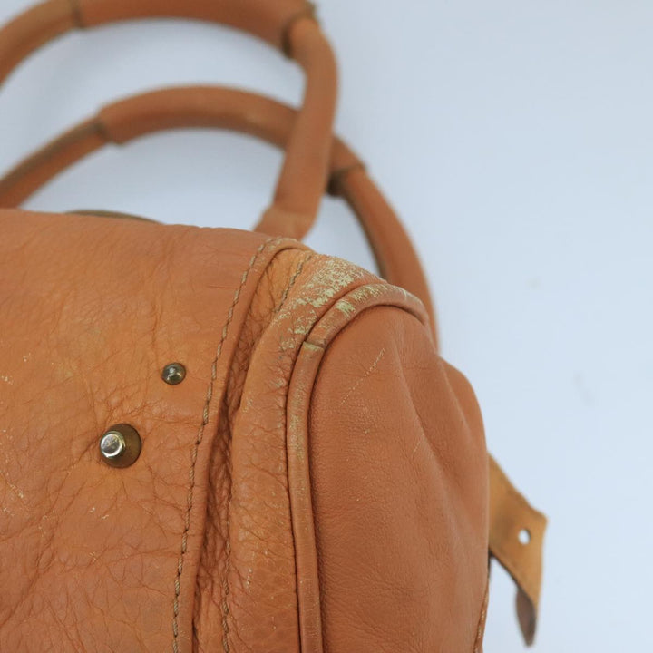 Chloe Paddington Hand Bag Leather Brown Gold Silver am7142