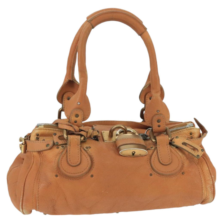 Chloe Paddington Hand Bag Leather Brown Gold Silver am7142