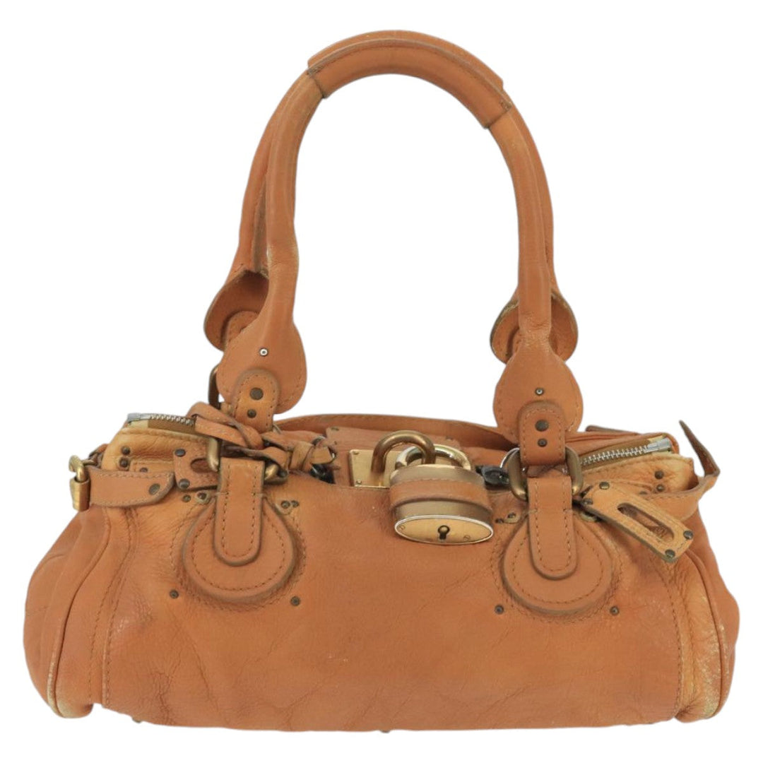 Chloe Paddington Hand Bag Leather Brown Gold Silver am7142