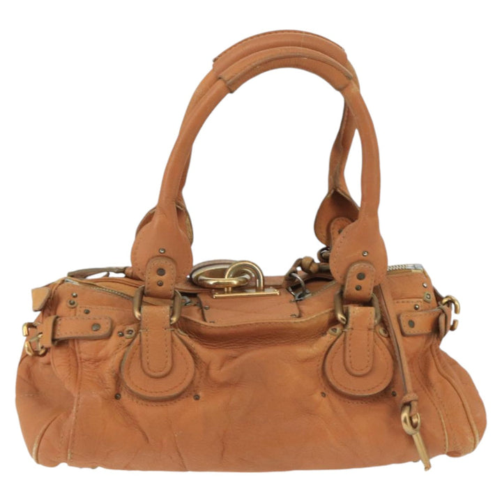 Chloe Paddington Hand Bag Leather Brown Gold Silver am7142