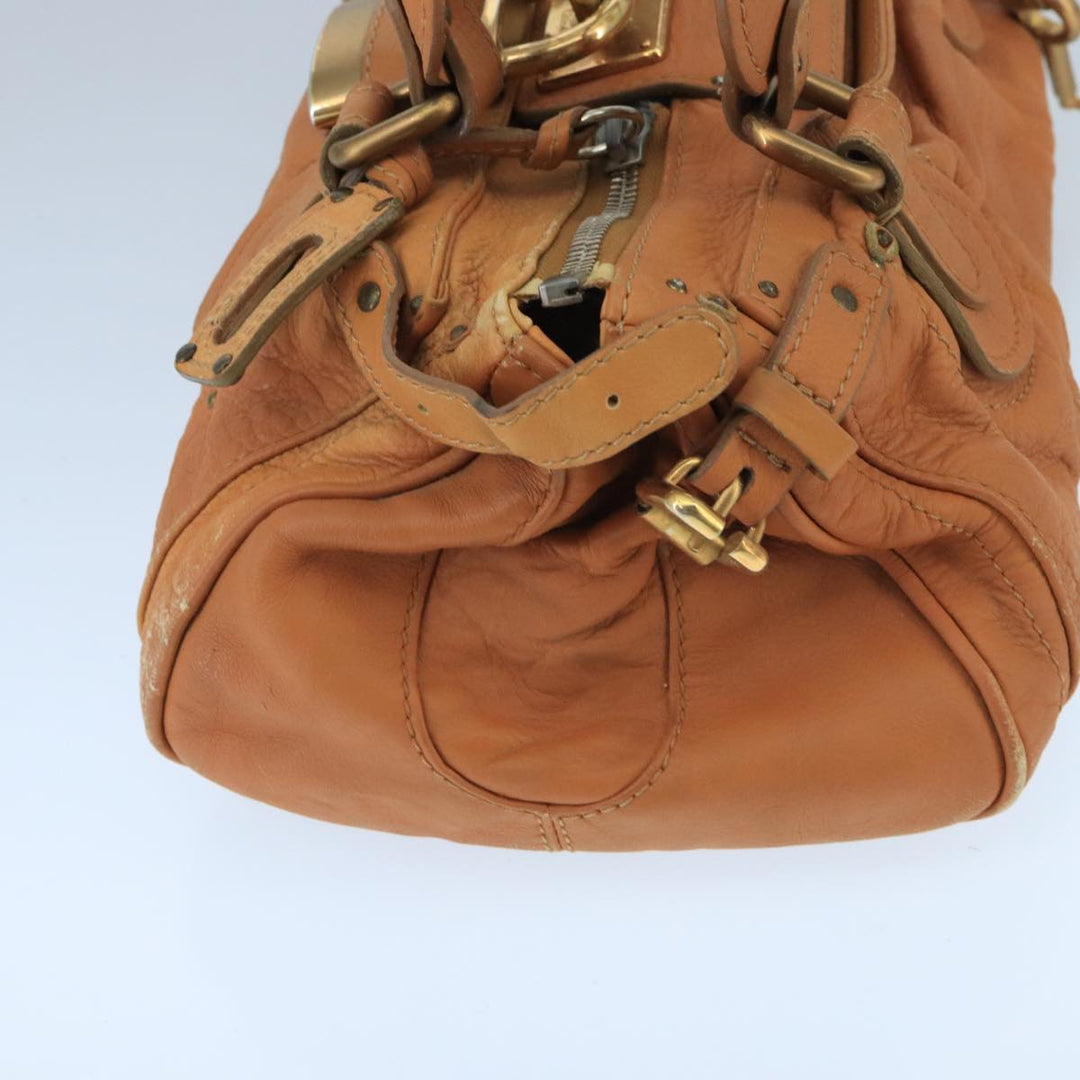 Chloe Paddington Hand Bag Leather Brown Gold Silver am7142