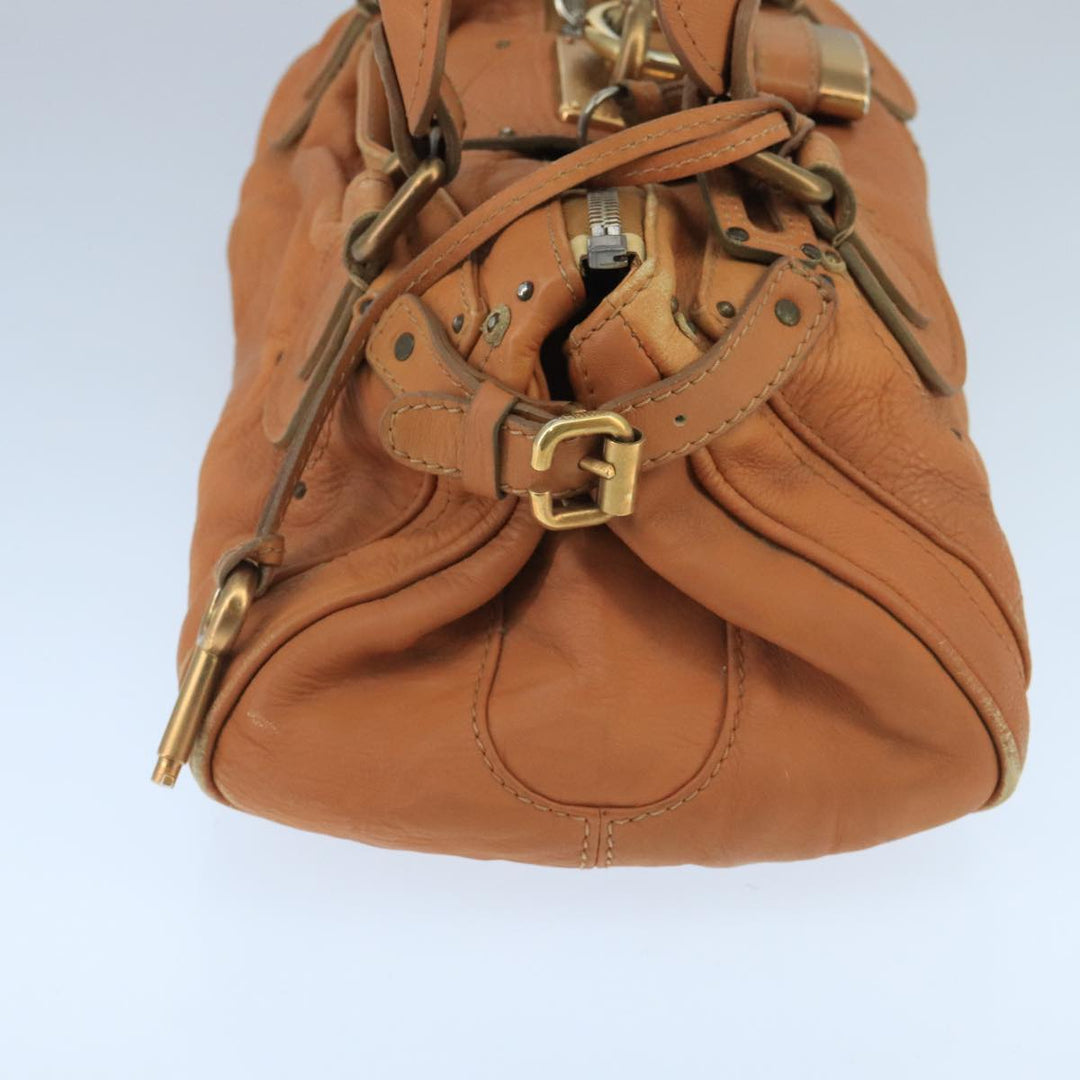 Chloe Paddington Hand Bag Leather Brown Gold Silver am7142