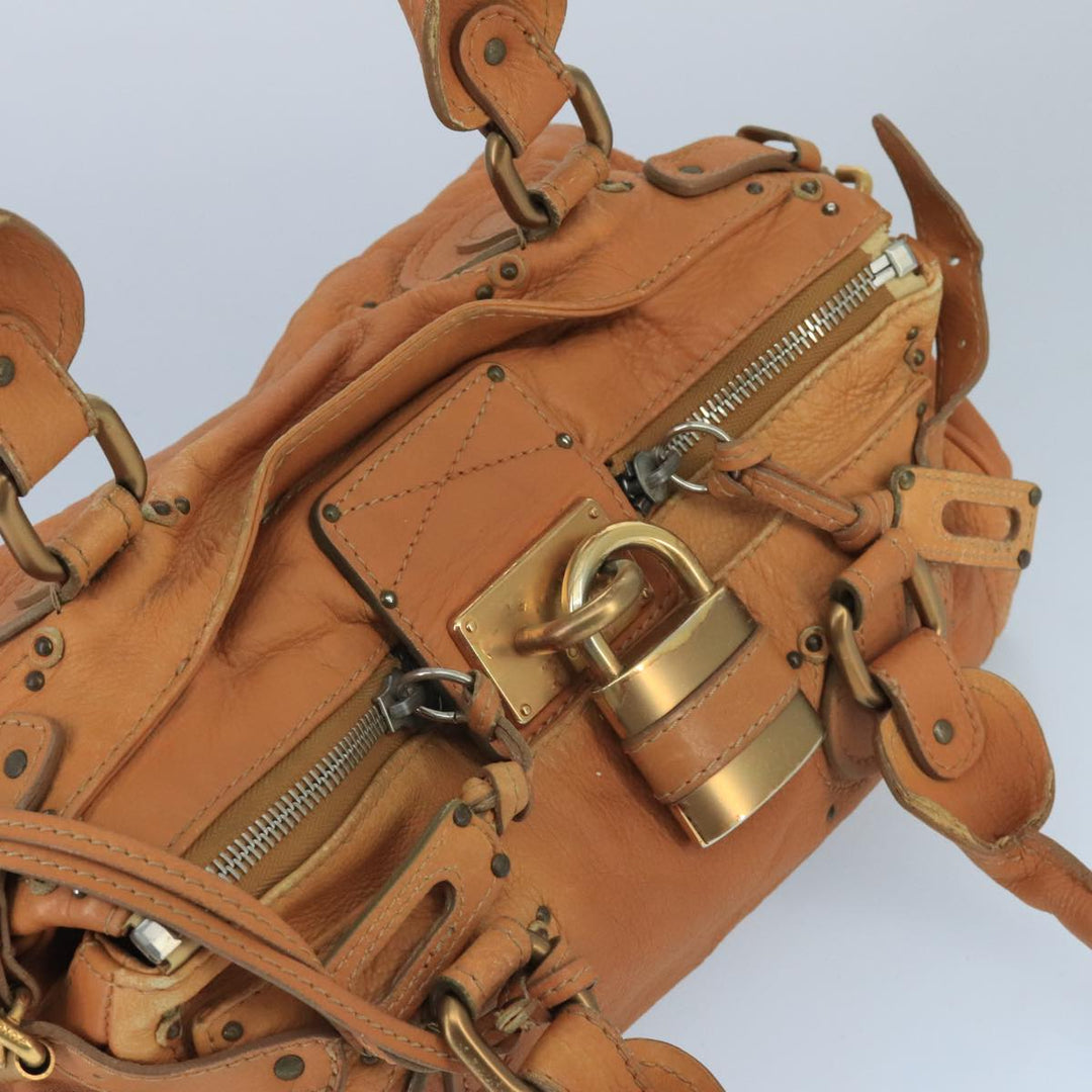 Chloe Paddington Hand Bag Leather Brown Gold Silver am7142