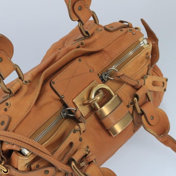 Chloe Paddington Hand Bag Leather Brown Gold Silver am7142